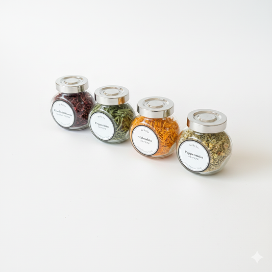 【ハーフサイズ】4種ハーブティー・キャニスター瓶セット
